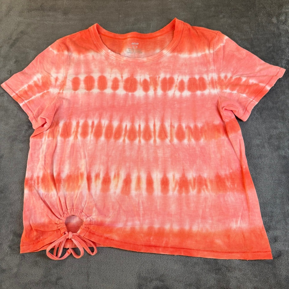 Aerie Tie Dye Short Sleeve T-Shirt Coral White Casual Top Womens Medium
